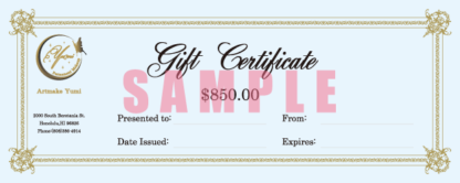Artmake Yumi Gift Certificate $850
